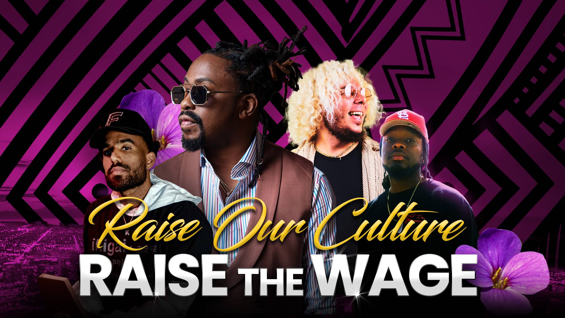 Poster for Raise Our Culture, Raise The Wage: A Progressive Mixer with Raheem Davaughn, Futuristic, Michael Minelli & More!! on August 19, 2024 at Joe's on Weed St.