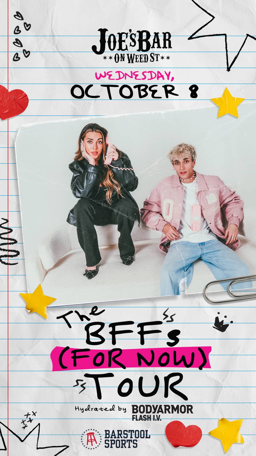 Poster To Buy Tickets for Barstool Sports Presents: Best Friends (For Now) Tour on October 8, 2025 at Joe's on Weed St.