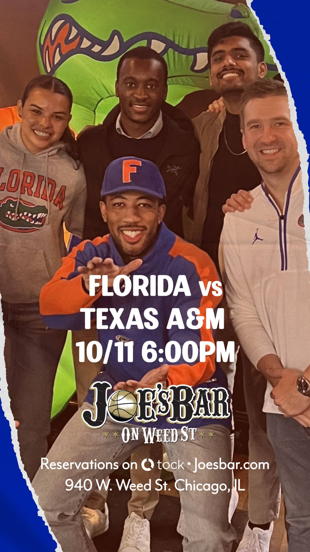Poster to Reserve Your Table to Watch Florida vs Texas A&M on October 11, 2025 at Joe's on Weed St.