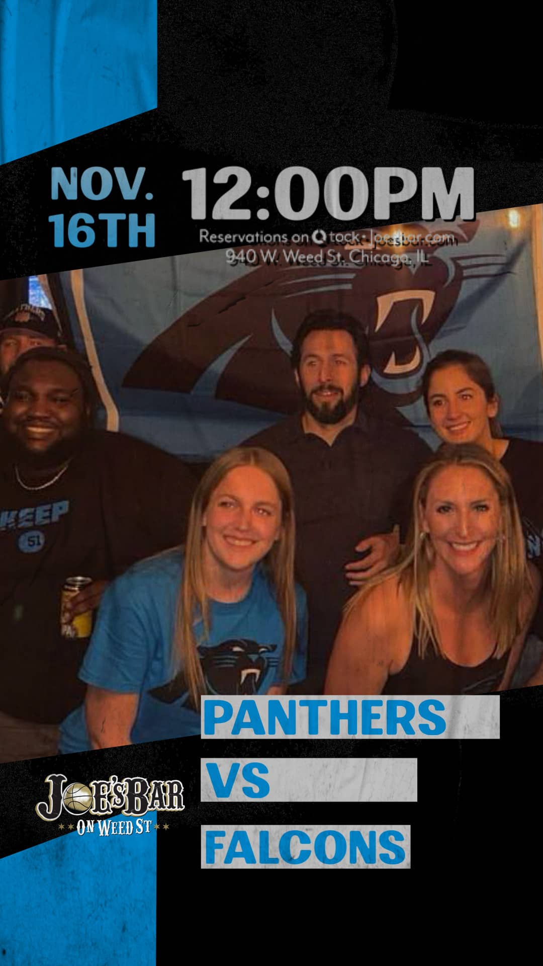 Poster To Watch the Carolina Panthers vs Atlanta Falcons on on November 16, 2025 at Joe's on Weed St.